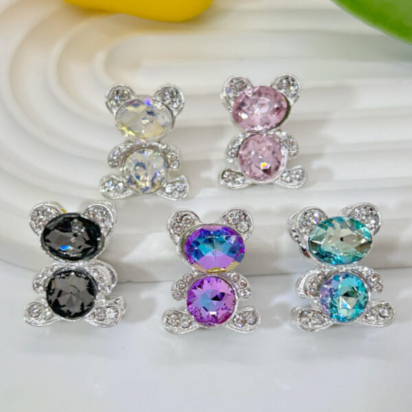 Wholesale 10pcs alloy double-sided teddy bear beads