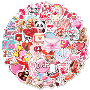 Wholesale 50pcs Valentine's Day Cute Cartoon Graffiti Waterproof Stickers