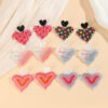 Wholesale Colorful printed heart-shaped gradient acrylic earrings