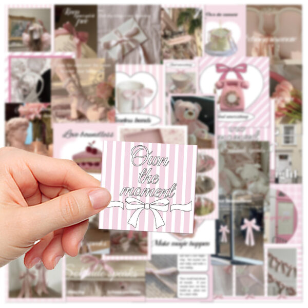 Wholesale 30 Pink Ballet Style Sticker Pack Bow Phone Case Guitar Flat Hand Book Decorative Waterproof Sticker