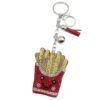 Wholesale Velvet Diamond Cartoon Keychain Diamond Hamburger Hot Dog Keychain Leather T