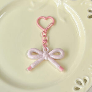Double-sided printed bow pendant-pink