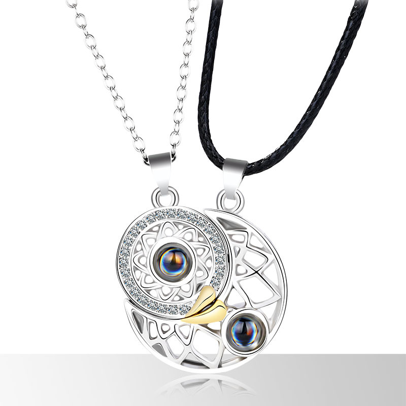 Wholesale 100 Languages Magnetic Stone Necklace Sun and Moon Cole