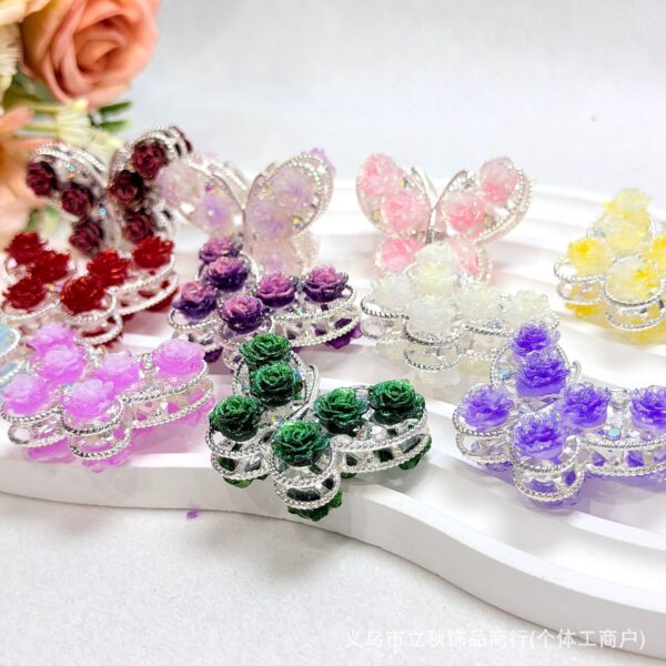 O1CN01TgUfSc1iSkYTR6QN5_2220041874412-0-cib Wholesale 10pcs Colored alloy butterfly rose straight hole beads