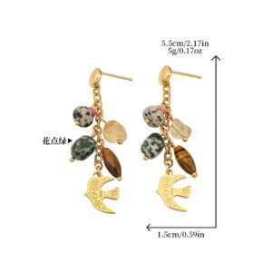 Spotted stone feiyan er-487cy (african pine replaced with flower-spotted green stone)