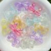 Wholesale 10pcs 34mm transparent rainbow color plated star bow acrylic beads