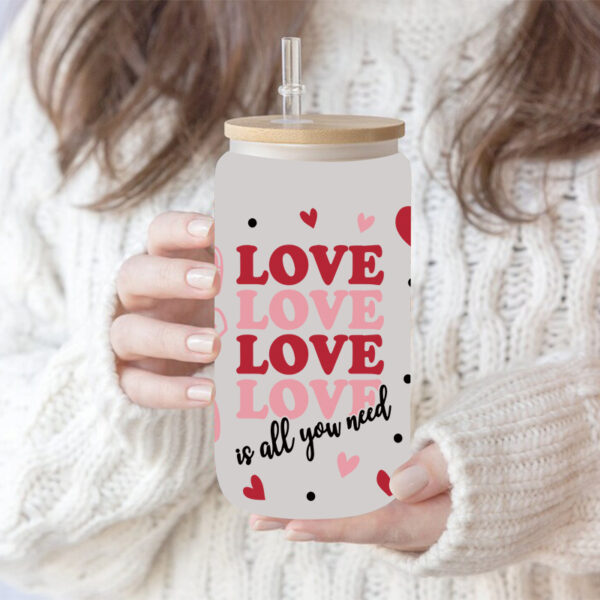 Wholesale Cartoon Cute Pink Valentine's Day Heart 16oz Cup UV DTF Wraps