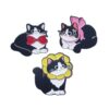 Wholesale Cute black metal cartoon bow cat brooch