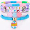 Wholesale Easter egg macaron colored acrylic Easter rabbit bracelet