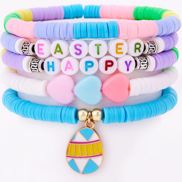 Wholesale Easter egg macaron colored acrylic Easter rabbit bracelet