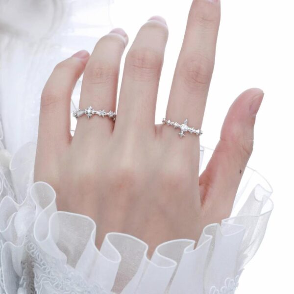 Wholesale Minimalist Fashion Cross Zircon Open Couple Rings Niche Design Light Luxury High-End Cool Style Rings for Women