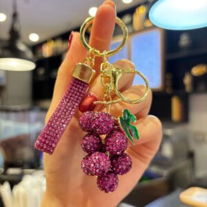 Fully rhinestone-encrusted simulated grapes (dark purple) / 5.3*3.7