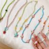 Wholesale Vacation-style Orange Starfish Multi color Beaded Necklace for Women Summer Accessory
