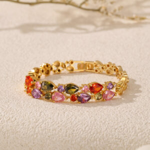 Wholesale Double layered crystal bracelet with colored diamonds