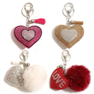Wholesale Hairball tassel pendant Love Valentine's Day keychain
