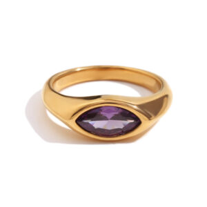 Horse eye zircon seal ring-gold purple / No. 7