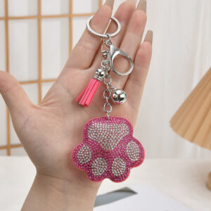 Wholesale Creative Cartoon Bear Paw Rhinestone Keychain
