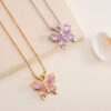 Wholesale Pink Diamond Butterfly Titanium Steel Lock Chain