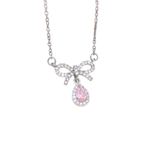 Wholesale Necklace Cross-Border Pink Bow Necklace Accessories Women's Ins Style Accessible Luxury Versatile Jewelry Fashion Design Accessories