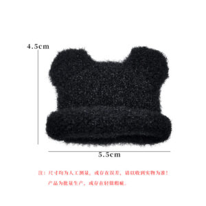 Black plush bear woolen hat