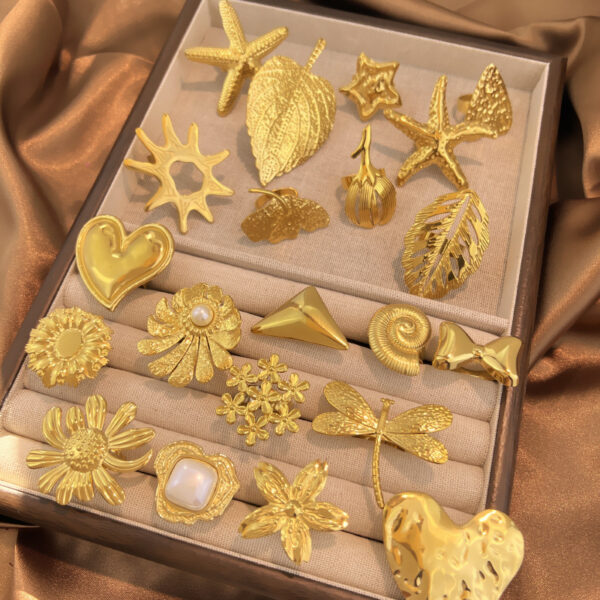 Wholesale Flower Leaf Starfish Stainless Steel Ring for Women