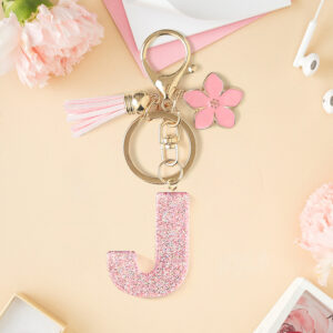 Pink j keychain