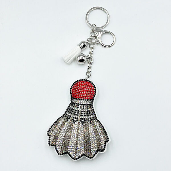 Wholesale fashion tassel bag rhinestone feather badminton keychain