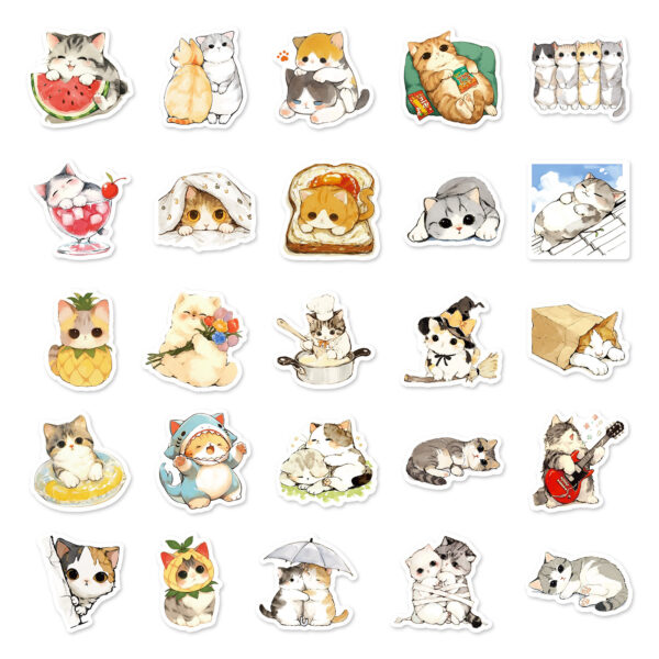 O1CN01TyY8nn1Ohb1KWrD6A_2218939091737-0-cib Wholesale 50pcs watercolor healing cat graffiti stickers