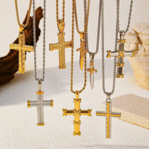 Wholesale Titanium Steel Cool Style Versatile Cross Necklace