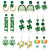 Wholesale St. Patrick's Lucky Clover Green Acrylic Earrings