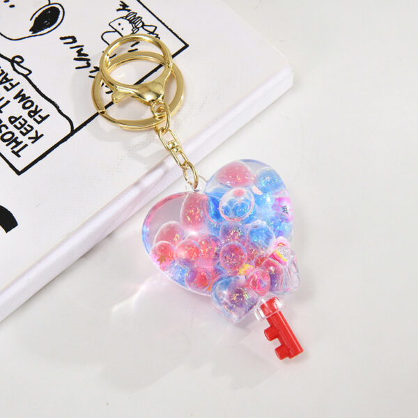 Wholesale Cartoon Oil Flow Sand Bottle Acrylic Keychain Car Keychain
