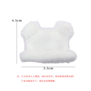 White plush bear woolen hat