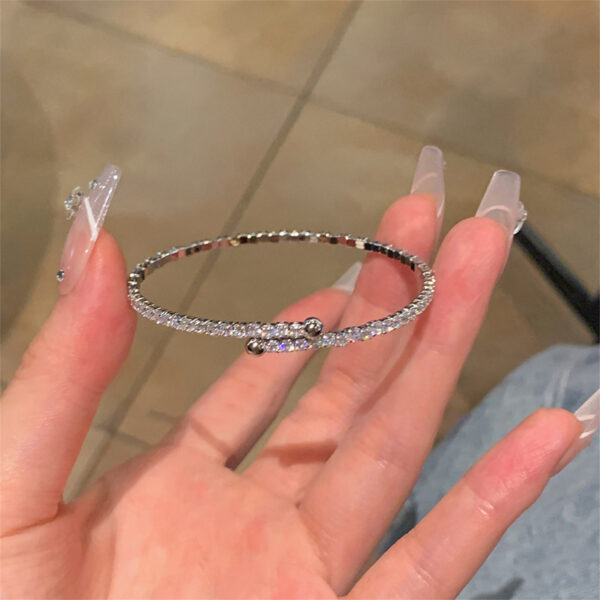 Wholesale Silver Full Diamond Sparkling Zircon Open Bracelet