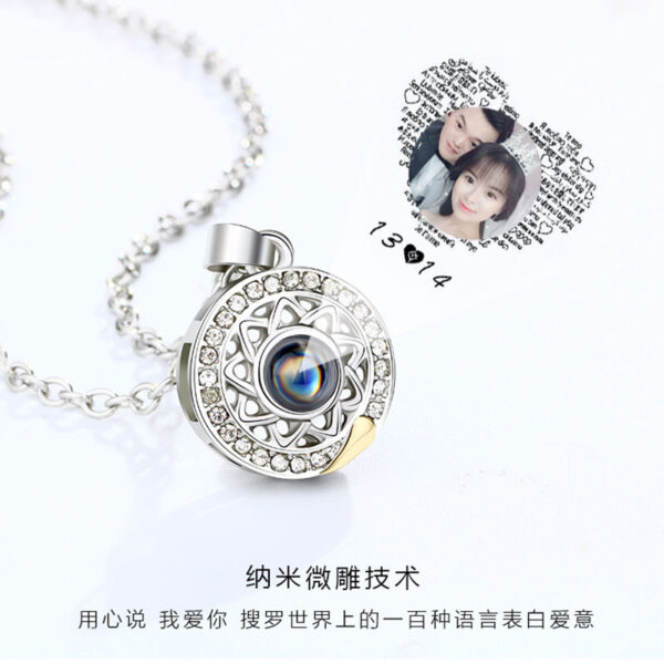 Wholesale 100 Languages Magnetic Stone Necklace Sun and Moon Couple