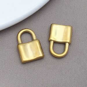 T2365-gold stainless steel large concave lock-12x19x3mm hole diameter 6.5x6mm-3.12g