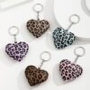 Wholesale PU Leopard Print Cotton-Filled Heart Keychain Pendant