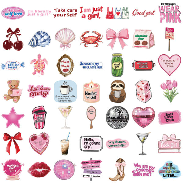 Wholesale 50pcs Cartoon Inspirational Girl Graffiti Waterproof Vinyl Stickers