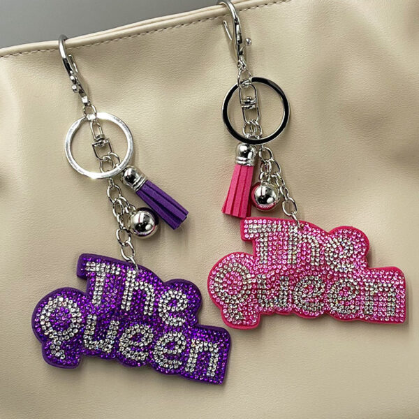 Wholesale Hot-fix rhinestone The Queen keychain bag charm accessory