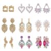 Wholesale Geometric Water Drop Love Petals Leaves Diamond Earrings