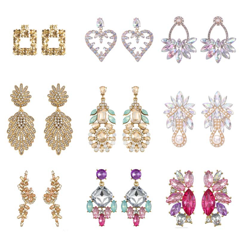 Wholesale Geometric Water op Love Petals Leaves Diamond Earrings