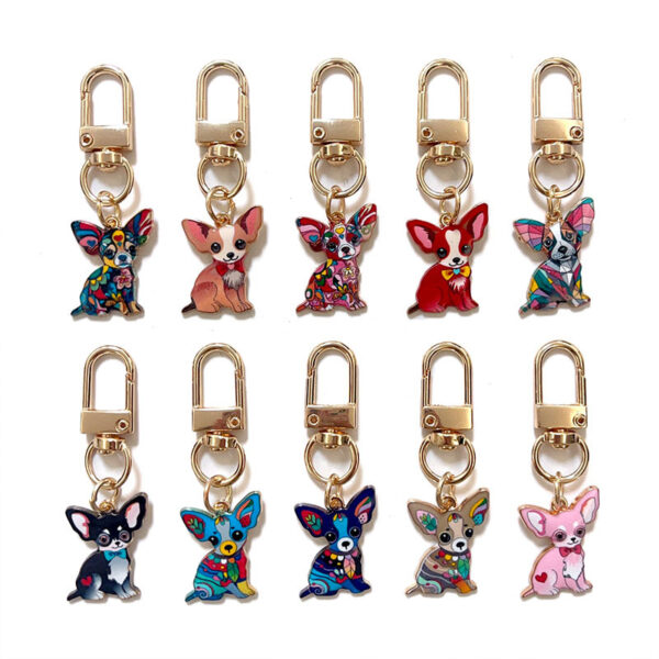 Wholesale Alloy Color Printed Bow Tie Dog Pet Metal Keychain