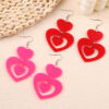 Wholesale Valentine's Day Rose Red Heart Acrylic Earrings
