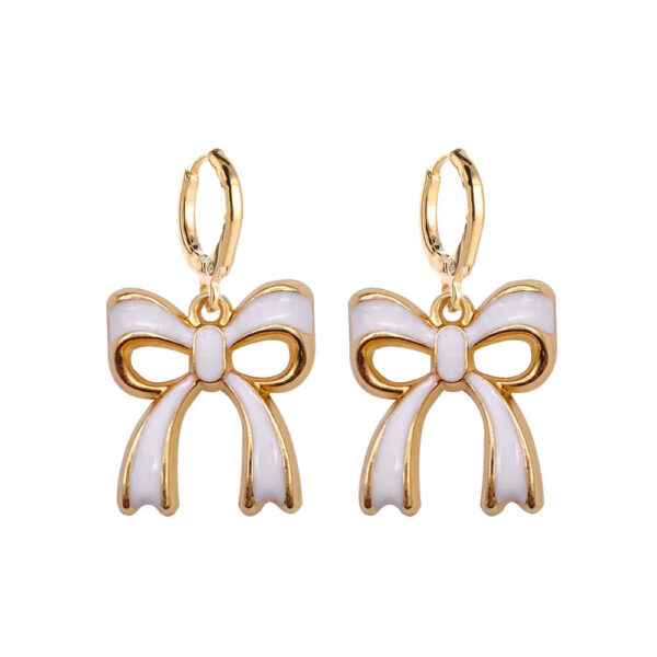 Wholesale Oil-spray colored bow pendant Valentine's Day earrings