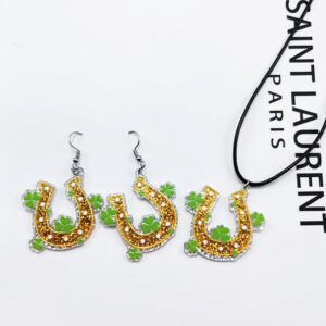 Yellow U-shaped Earrings Pair Necklace