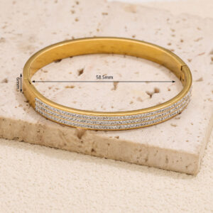 Stainless steel gold three-row diamond bracelet g4