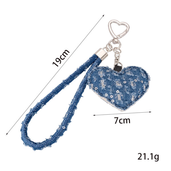Wholesale Ripped Denim Heart Wrist Keychain