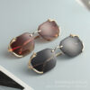 Wholesale Frameless square oversized metal leopard head Women Sunglasses