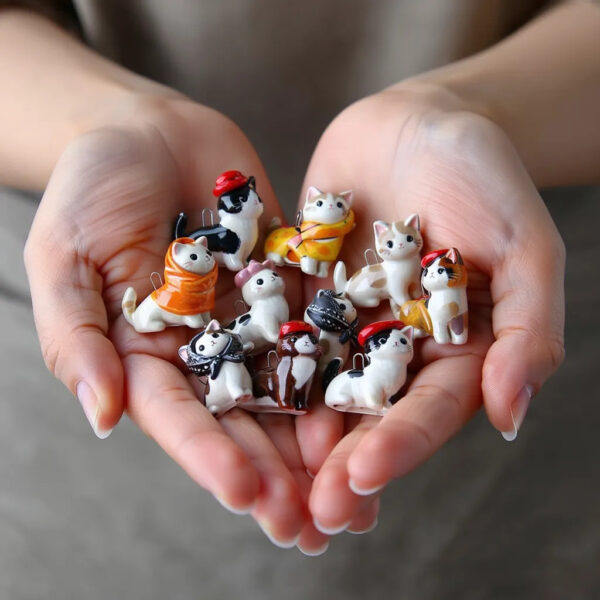 Wholesale Drip Oil Painting Cute Cat Series Pendant