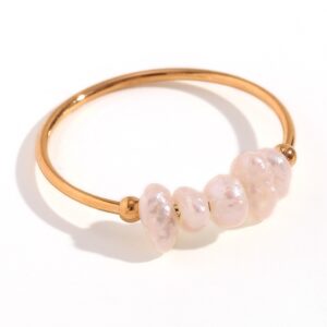 Fine shredded freshwater pearl ring-gold-no. 7
