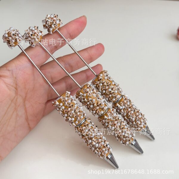 Wholesale Leopard Print Bow Pearl Full Diamond DIY Beadable Pen